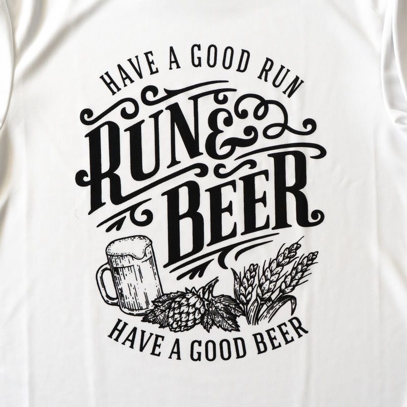 Run & Beer DRY Long-Sleeve  Tee（White）