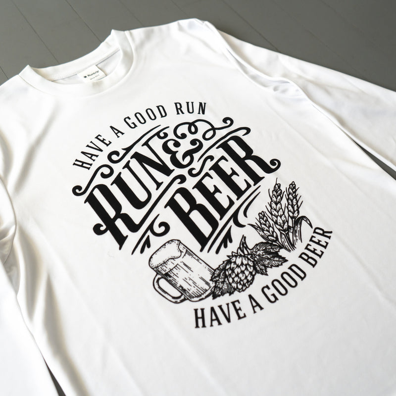 Run & Beer DRY Long-Sleeve  Tee（White）