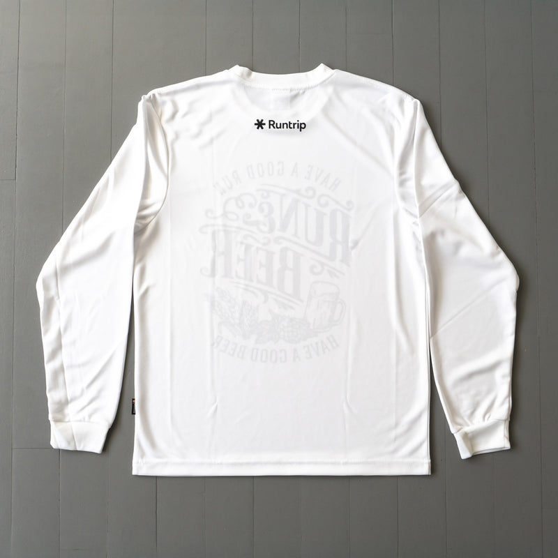 Run & Beer DRY Long-Sleeve  Tee（White）