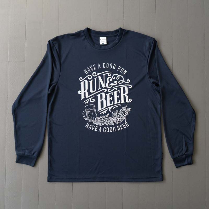 Run & Beer DRY Long-Sleeve  Tee（Navy）