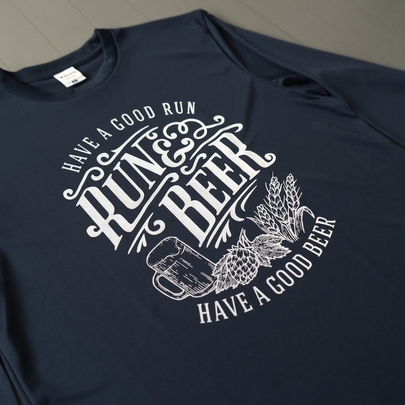 Run & Beer DRY Long-Sleeve  Tee（Navy）