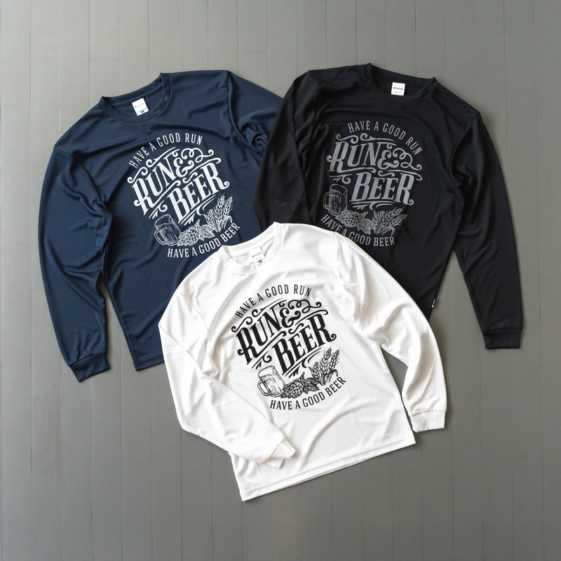 Run & Beer DRY Long-Sleeve  Tee（Navy）