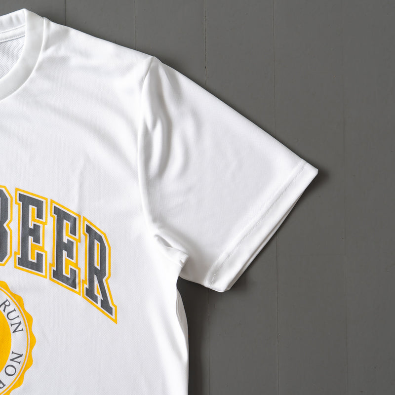 Run & Beer College Design DRY Tee (White / Gray & Yellow)