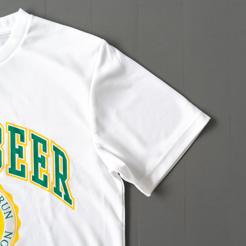 Run &amp; Beer College Design DRY Tee (White / Green &amp; Yellow)