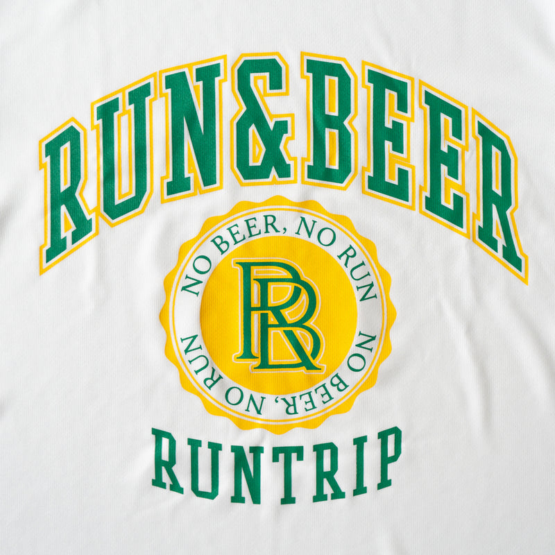 Run &amp; Beer College Design DRY Tee (White / Green &amp; Yellow)