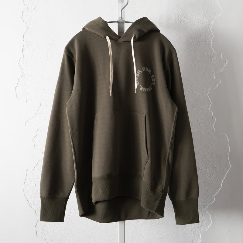 EAT DRINK SLEEP RUN / Circle Logo Hoodie (Khaki)