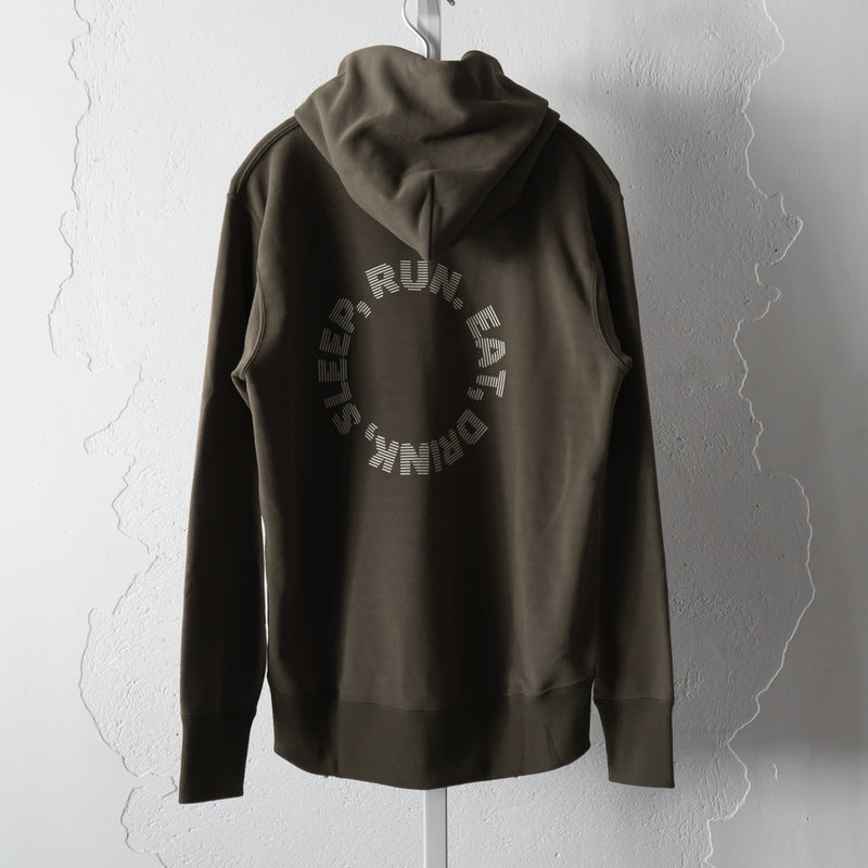 EAT DRINK SLEEP RUN / Circle Logo Hoodie (Khaki)