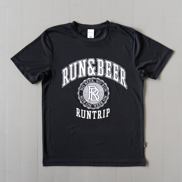 Run &amp; Beer College Design DRY Tee (Black / Gray &amp; White)