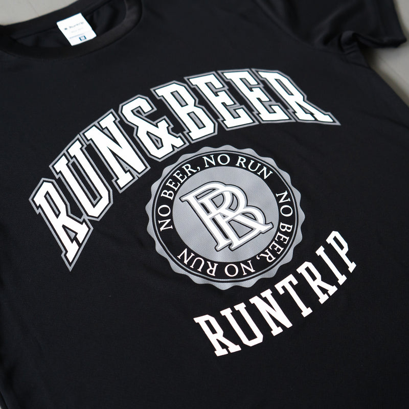 Run & Beer College Design DRY Tee (Black / Gray & White)