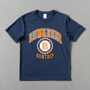 Run & Beer College Design DRY Tee (Navy / Orange & White )