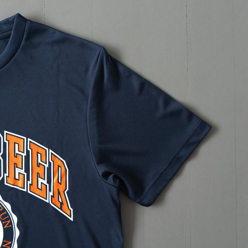 Run & Beer College Design DRY Tee (Navy / Orange & White )