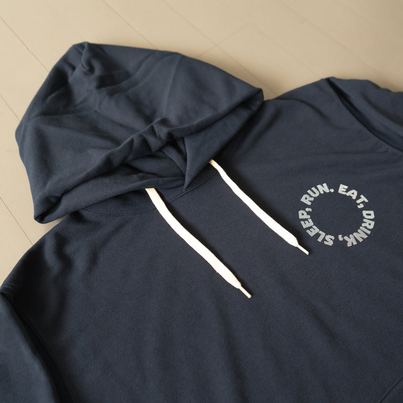 EAT DRINK SLEEP RUN / Circle Logo Hoodie (Navy)