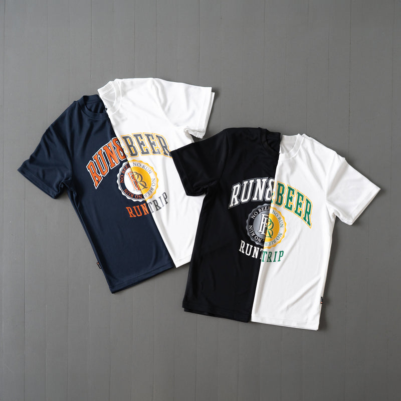 Run & Beer College Design DRY Tee (Black / Gray & White)