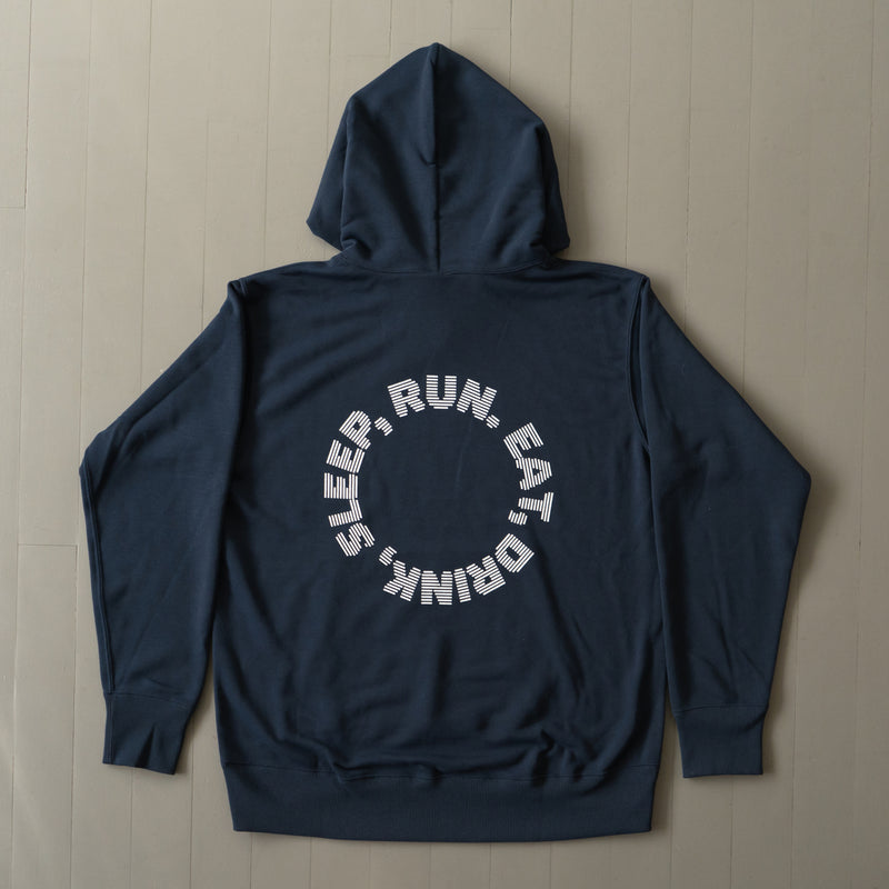 EAT DRINK SLEEP RUN / Circle Logo Hoodie (Navy)