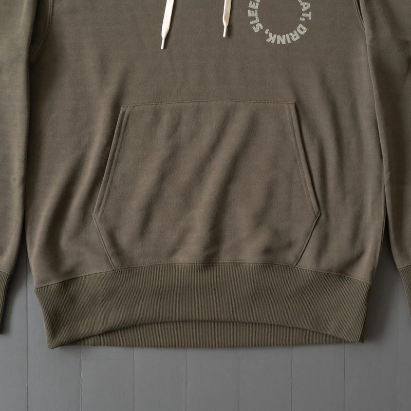 EAT DRINK SLEEP RUN / Circle Logo Hoodie (Khaki)