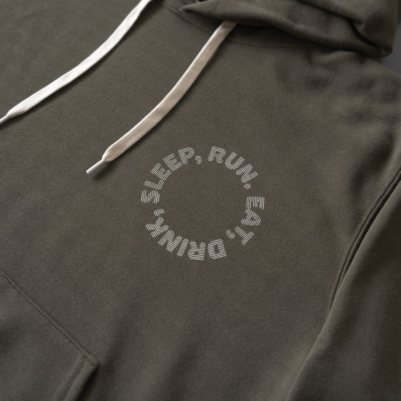 EAT DRINK SLEEP RUN / Circle Logo Hoodie (Khaki)