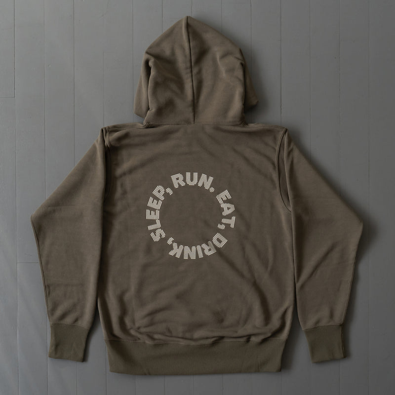 EAT DRINK SLEEP RUN / Circle Logo Hoodie (Khaki)