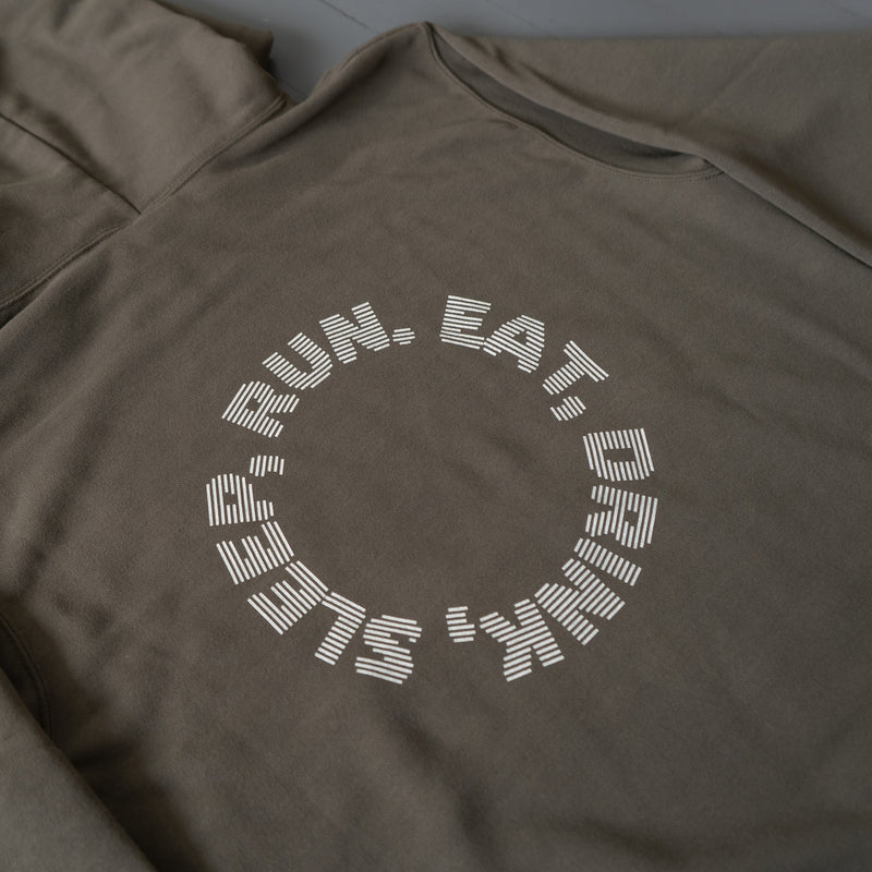 EAT DRINK SLEEP RUN / Circle Logo Hoodie (Khaki)