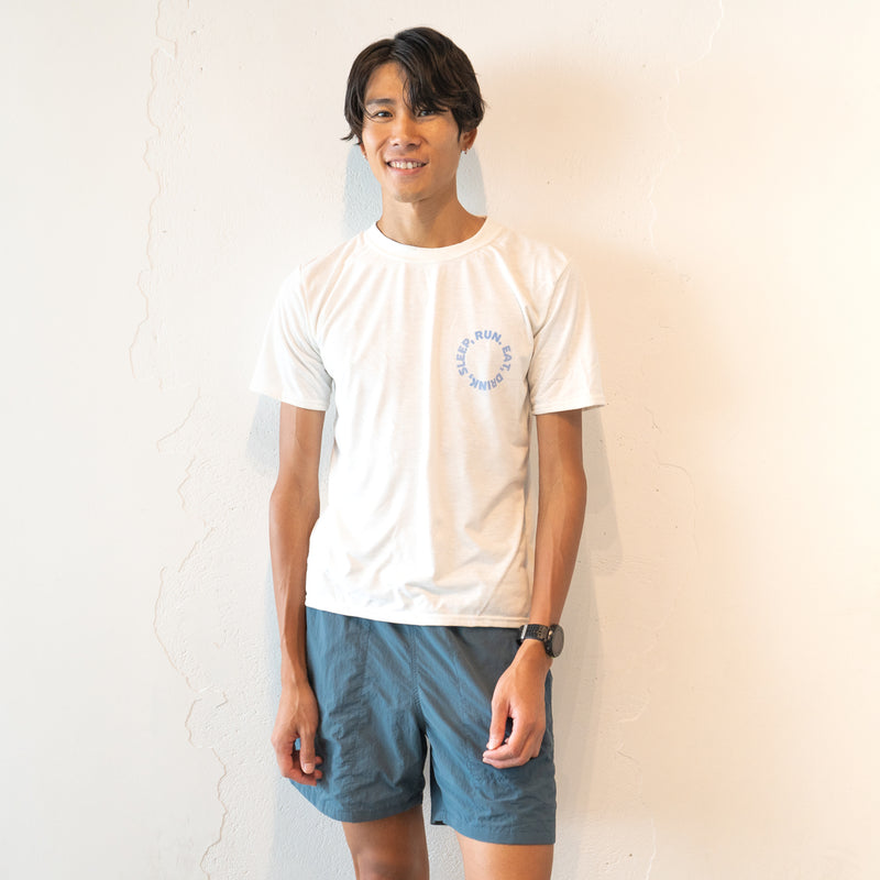 EAT DRINK SLEEP RUN / Circle Logo Tee Blue Logo (White)