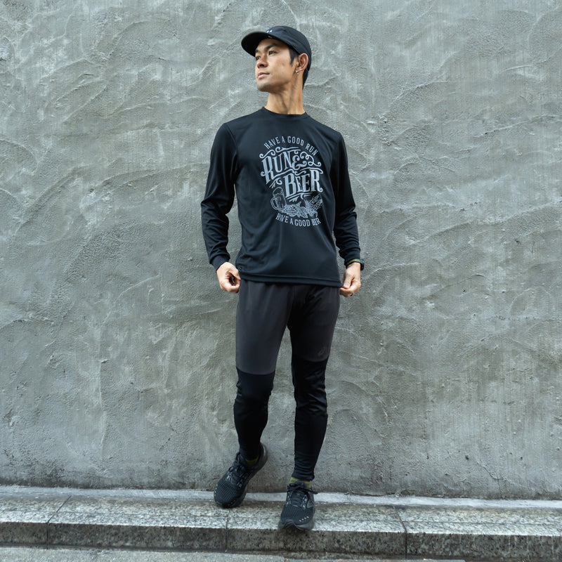 Run & Beer DRY Long-Sleeve  Tee（Black）