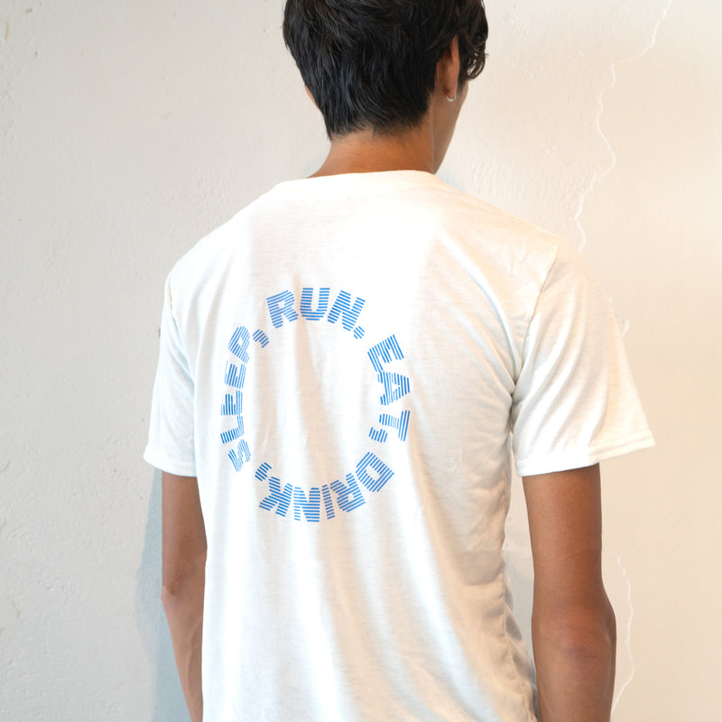 EAT DRINK SLEEP RUN / Circle Logo Tee Blue Logo (White)