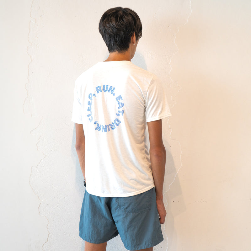 EAT DRINK SLEEP RUN / Circle Logo Tee Blue Logo (White)