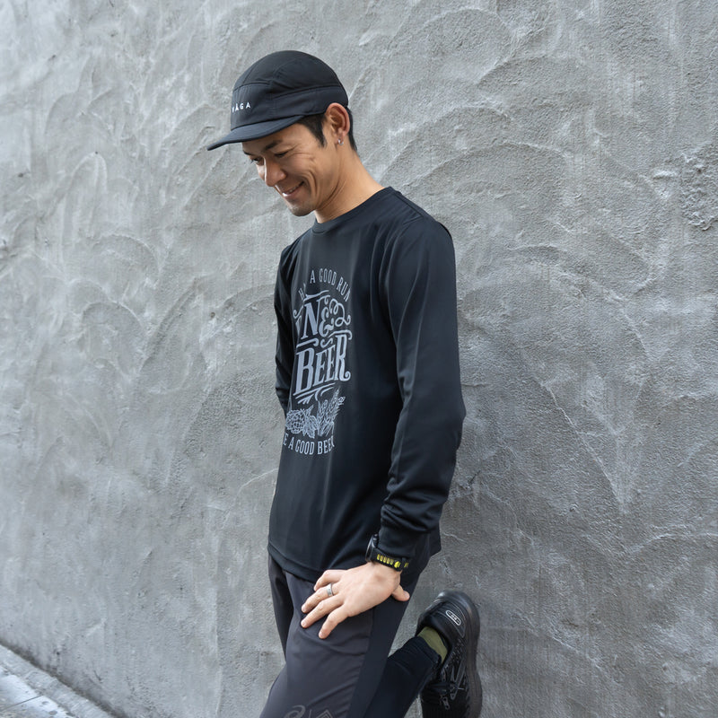 Run & Beer DRY Long-Sleeve  Tee（Black）