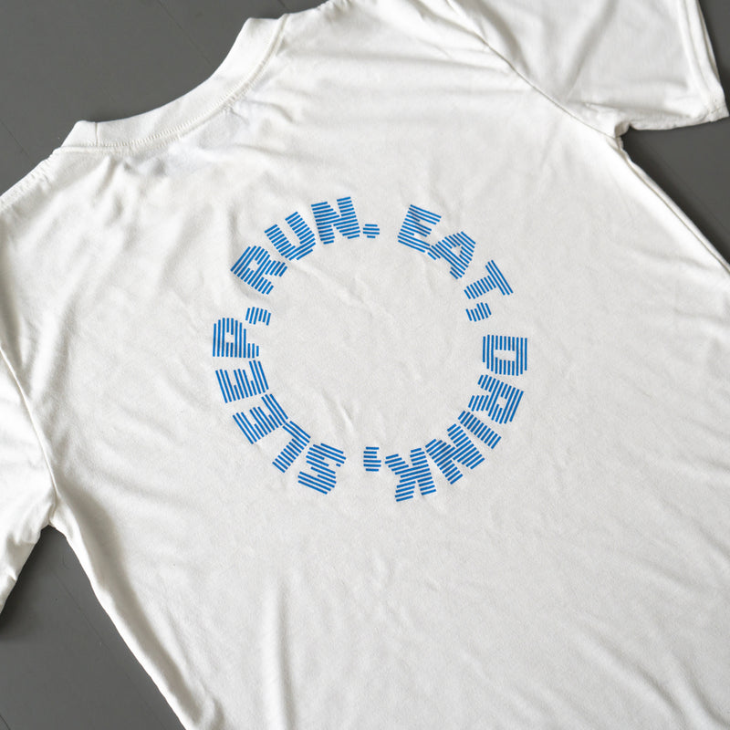 EAT DRINK SLEEP RUN / Circle Logo Tee Blue Logo (White)