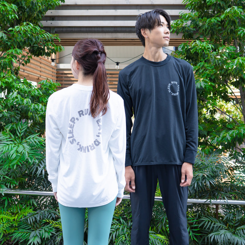 EAT DRINK SLEEP RUN / Circle Logo Long-Sleeve Tee (White)