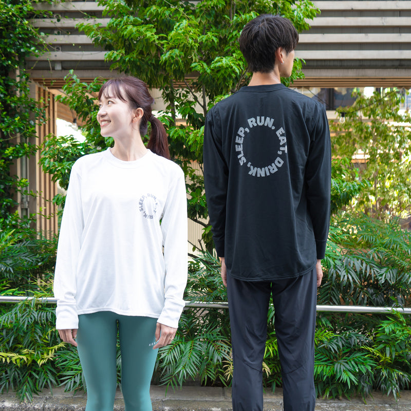 EAT DRINK SLEEP RUN / Circle Logo Long-Sleeve Tee (White)