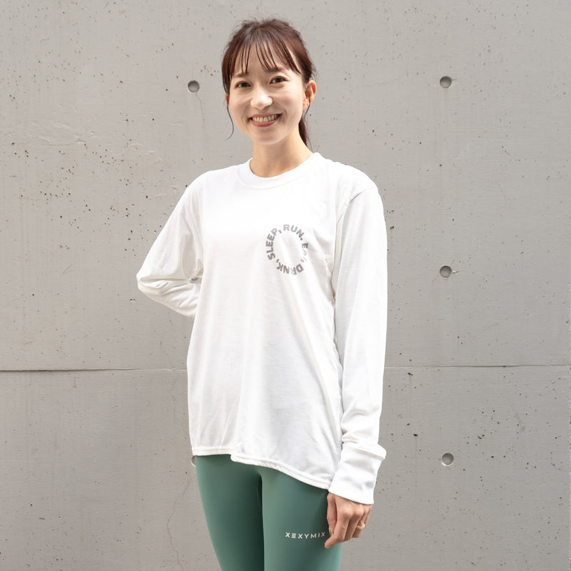 EAT DRINK SLEEP RUN / Circle Logo Long-Sleeve Tee (White)