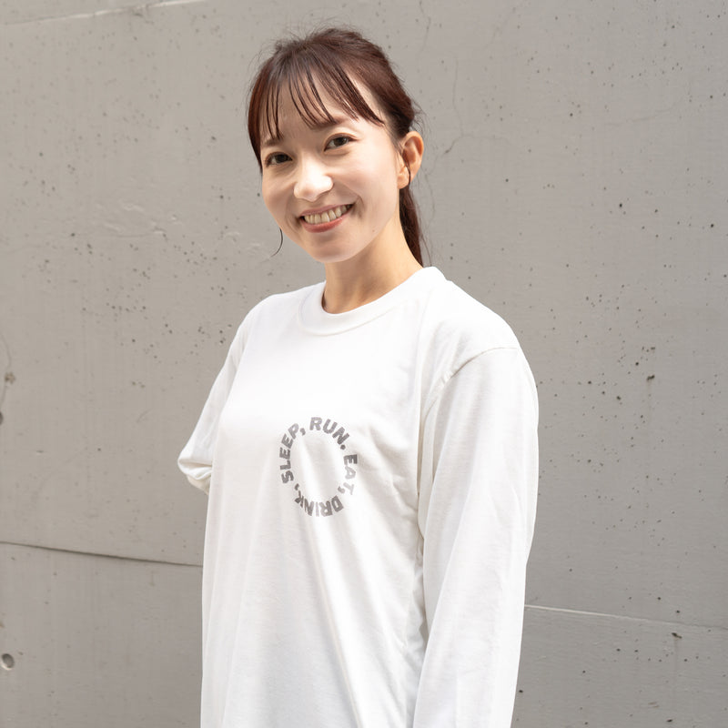 EAT DRINK SLEEP RUN / Circle Logo Long-Sleeve Tee (White)