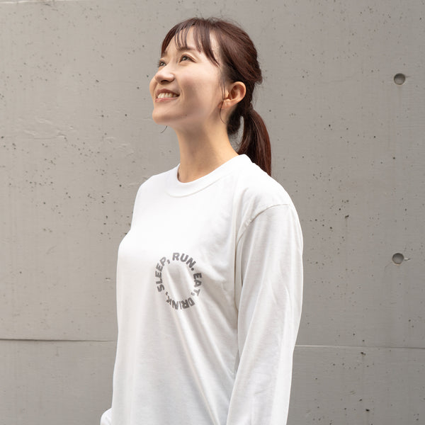 EAT DRINK SLEEP RUN / Circle Logo Long-Sleeve Tee (White)