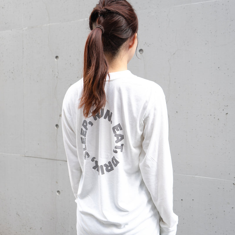 EAT DRINK SLEEP RUN / Circle Logo Long-Sleeve Tee (White)