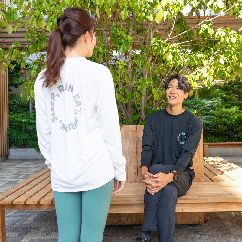 EAT DRINK SLEEP RUN / Circle Logo Long-Sleeve Tee (White)