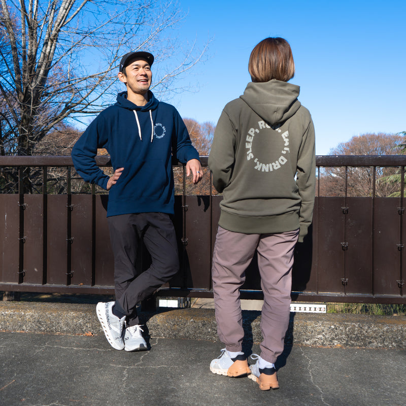 EAT DRINK SLEEP RUN / Circle Logo Hoodie (Navy)