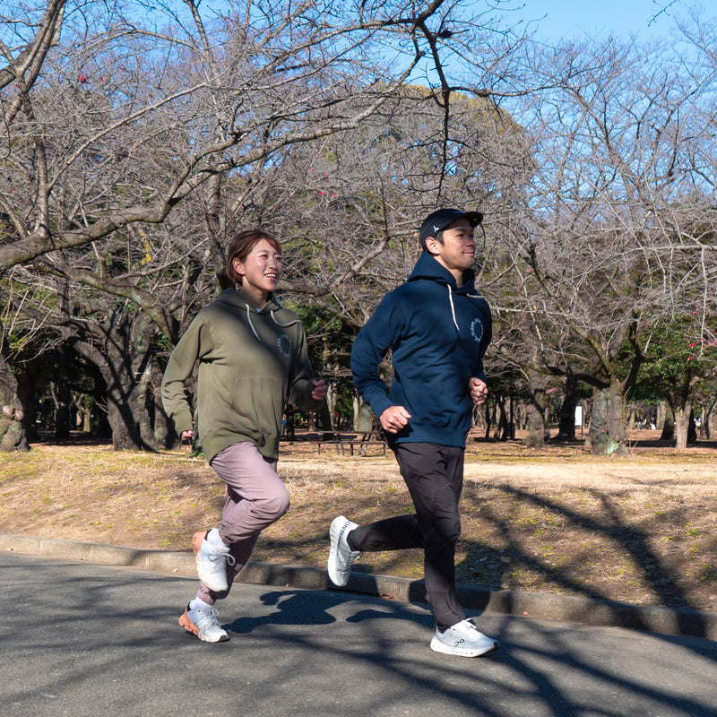 EAT DRINK SLEEP RUN / Circle Logo Hoodie (Navy)