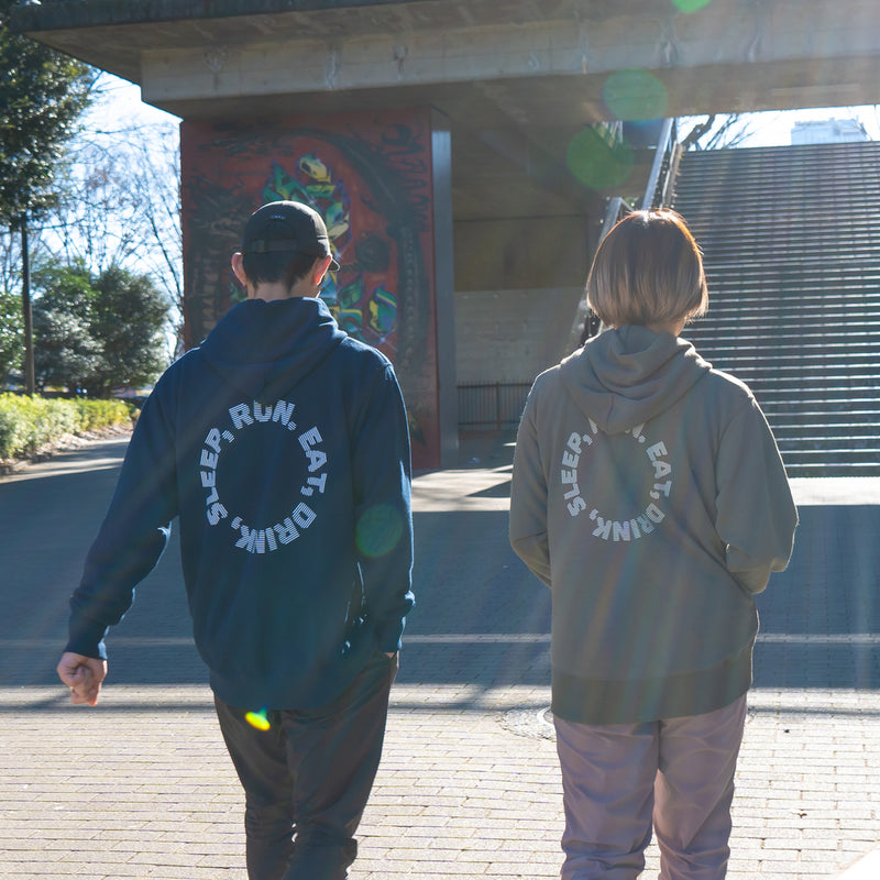 EAT DRINK SLEEP RUN / Circle Logo Hoodie (Navy)