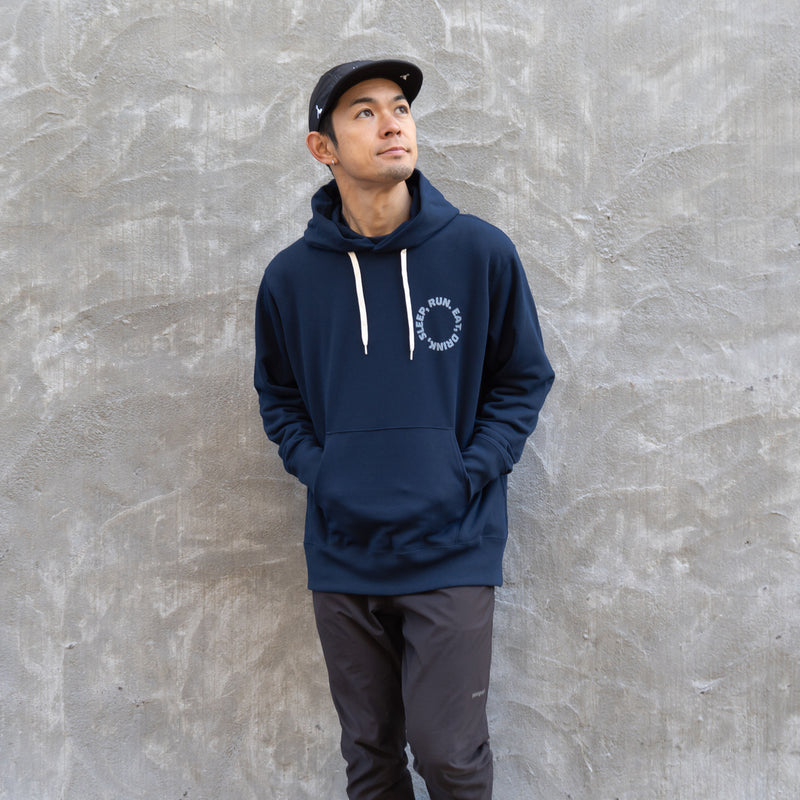 EAT DRINK SLEEP RUN / Circle Logo Hoodie (Navy)