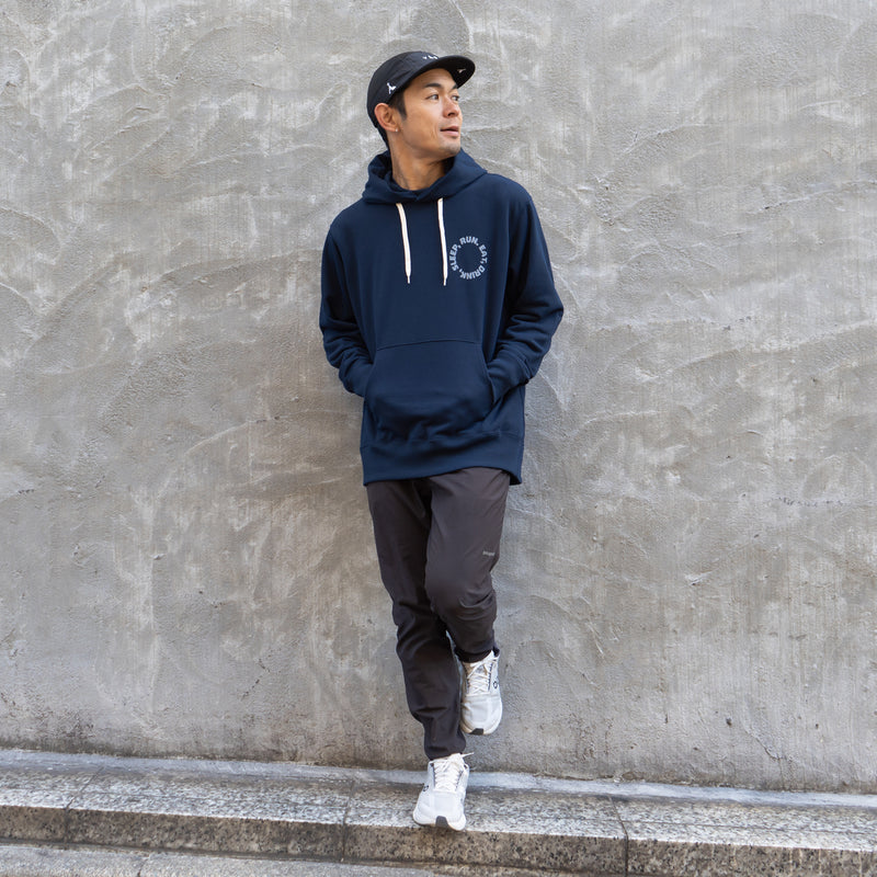 EAT DRINK SLEEP RUN / Circle Logo Hoodie (Navy)