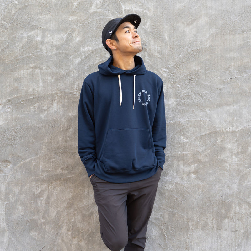 EAT DRINK SLEEP RUN / Circle Logo Hoodie (Navy)