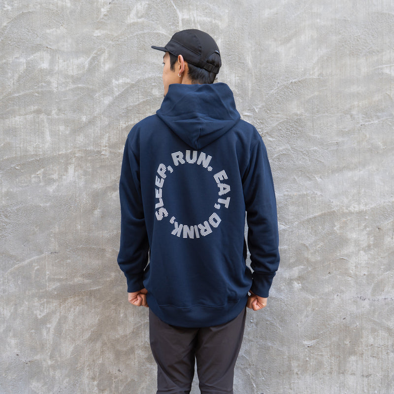 EAT DRINK SLEEP RUN / Circle Logo Hoodie (Navy)