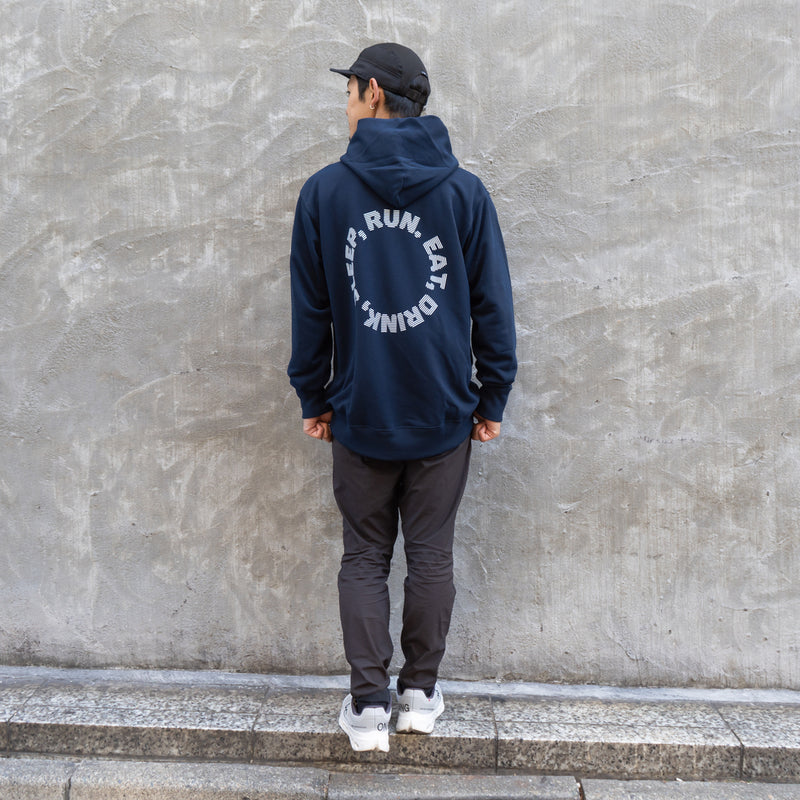 EAT DRINK SLEEP RUN / Circle Logo Hoodie (Navy)