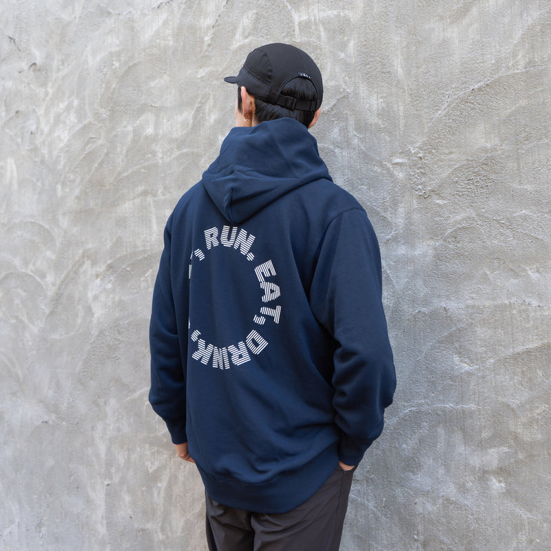 EAT DRINK SLEEP RUN / Circle Logo Hoodie (Navy)