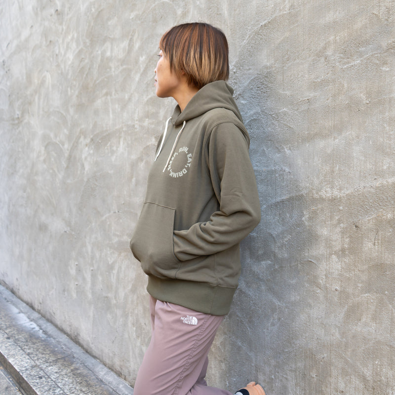 EAT DRINK SLEEP RUN / Circle Logo Hoodie (Khaki)