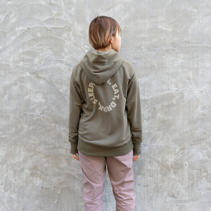 EAT DRINK SLEEP RUN / Circle Logo Hoodie (Khaki)