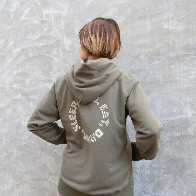 EAT DRINK SLEEP RUN / Circle Logo Hoodie (Khaki)