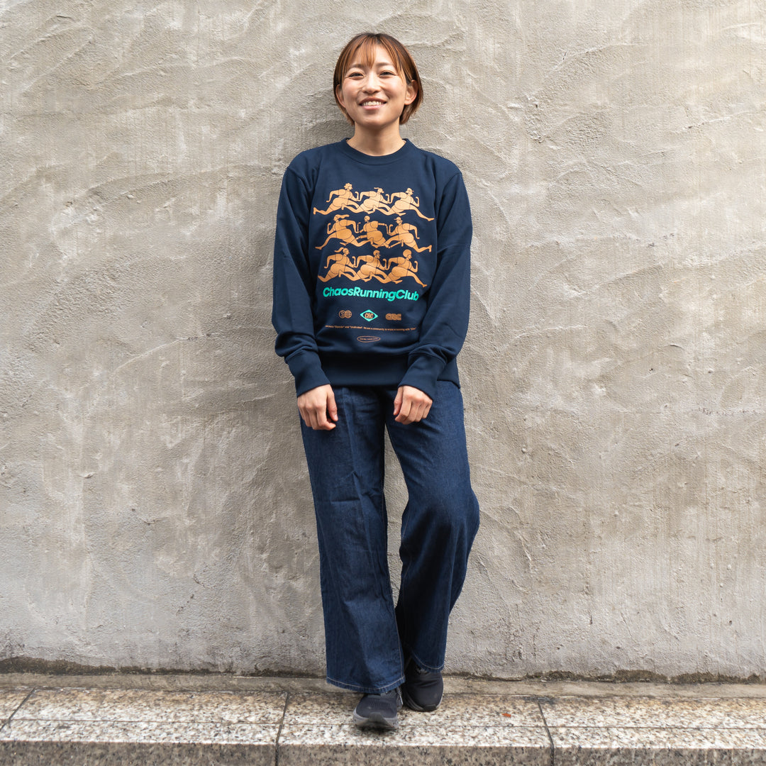 CHAOS Nostalgic Crewneck Sweat "Runner"  (Navy)