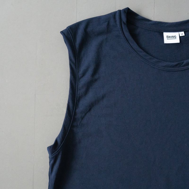 EAT DRINK SLEEP RUN / Circle Logo Sleeve-less Tee (Navy)