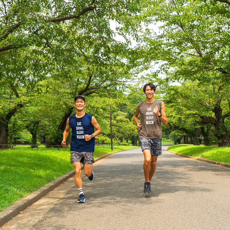 EAT DRINK SLEEP RUN / STREET Vertical Sleeve-less Tee (Navy)